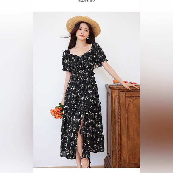 Black Floral Midi Sundress - Picture 10 of 10